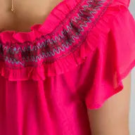 Tie Neck Embroidered Top