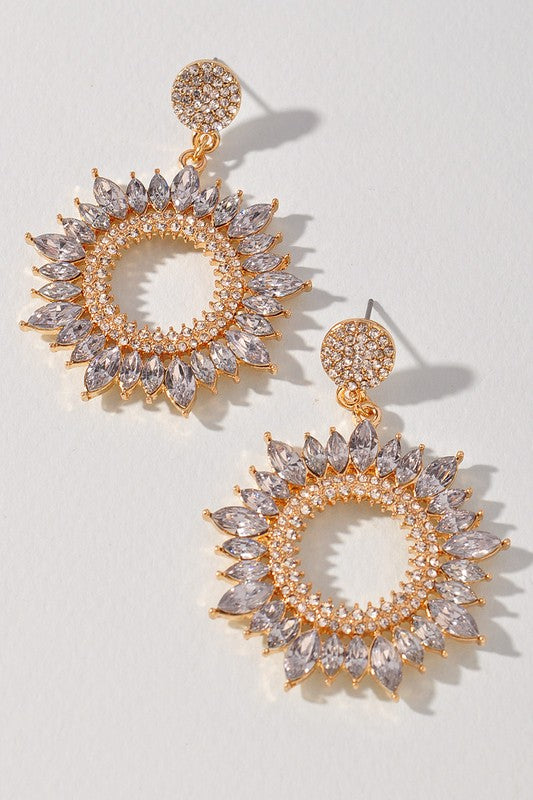 Marquise Crystal Round Earrings