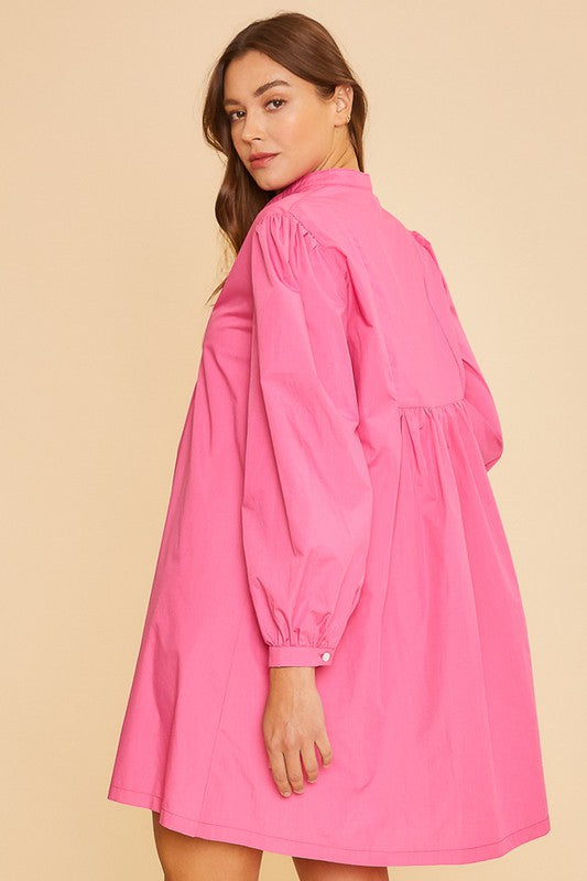 Babydoll Hot Pink Shirt Dress