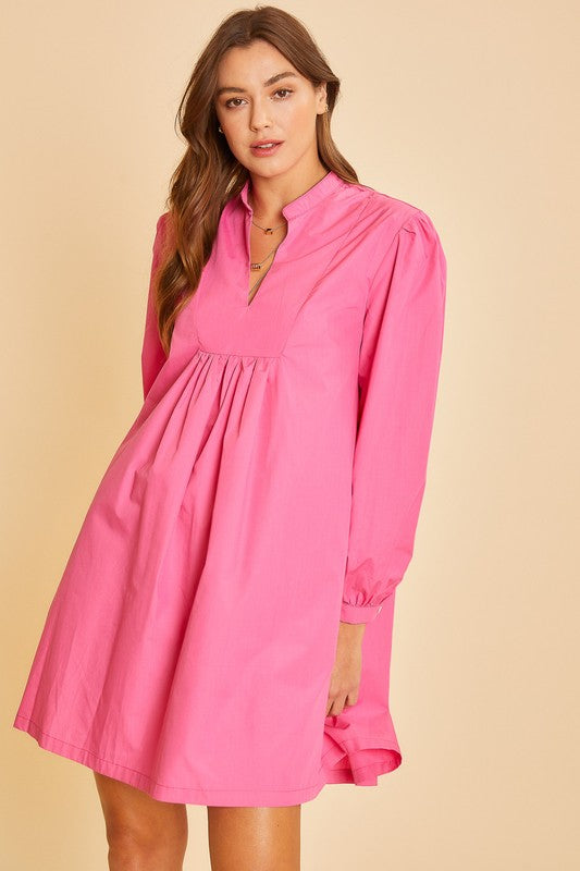 Babydoll Hot Pink Shirt Dress