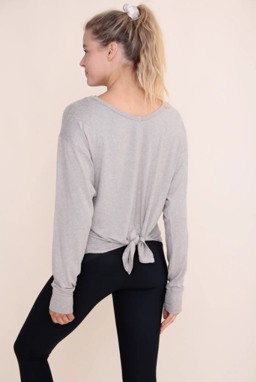 Gray Brushed Tie Back Long Sleeve