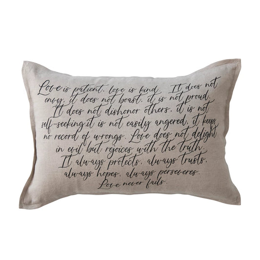 Linen Printed Lumbar Pillow "Love is"