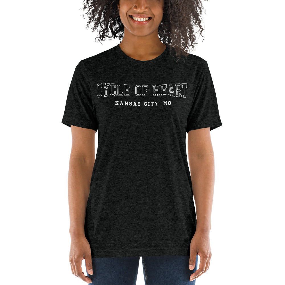 Short sleeve Varsity Cycle of Heart t-shirt