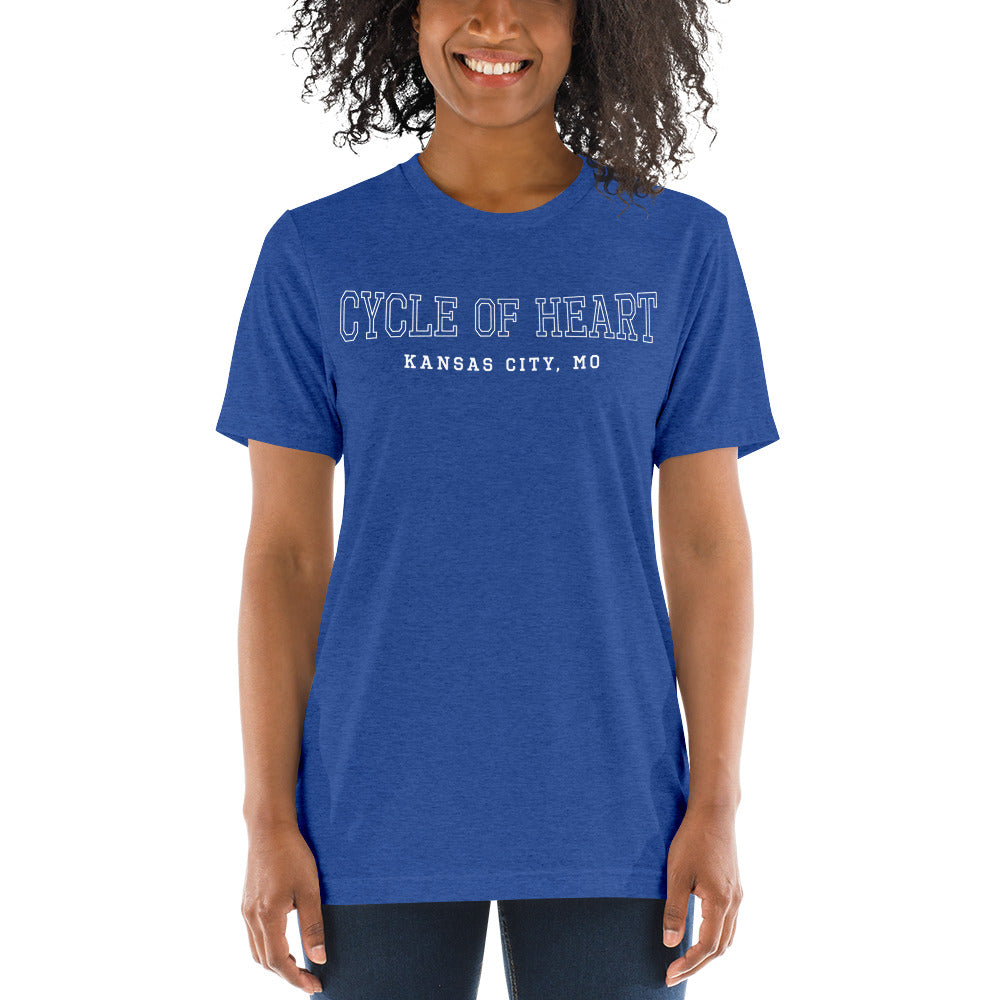 Short sleeve Varsity Cycle of Heart t-shirt